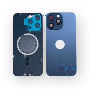 Заден капак за iPhone 15 Pro Max / Оборудван/ с метална част, с магнити, със стъкло камера/Blue Titanium/ Син
