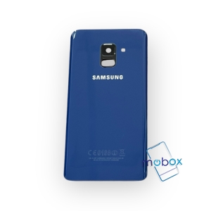 Заден капак за Samsung Galaxy A8 2018 / SM-A530F / Със стъкло камера/  Задно стъкло / Blue / Син