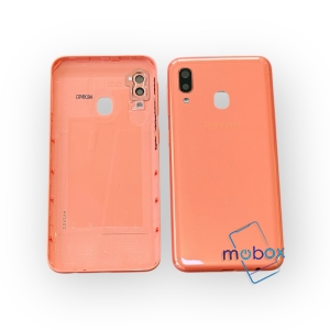 Заден капак за Samsung Galaxy A20e / SM-A202F / Със стъкло камера/ Coral / Оранжев