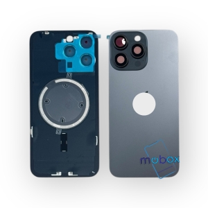 Заден капак за iPhone 16 Pro Max / Оборудван/ с метална част, с магнити, със стъкло камера/Black Titanium/Черен