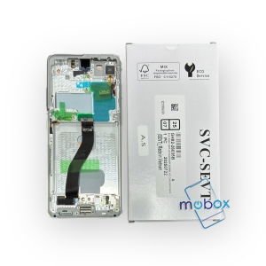 Оригинален дисплей с рамка за Samsung Galaxy S21 Ultra / G998B/LCD+Тъч скрийн/Service Pack/ Full Original/Phantom SILVER/ Сив