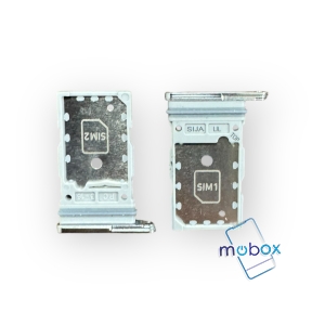 Sim държач за Samsung Galaxy S22 Ultra 5G / S908 / Dual nanoSim / White Silver/ Бял-Сив