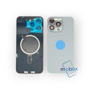 Заден капак за iPhone 15 Pro Max / Оборудван/ с метална част, с магнити, със стъкло камера/Natural Titanium