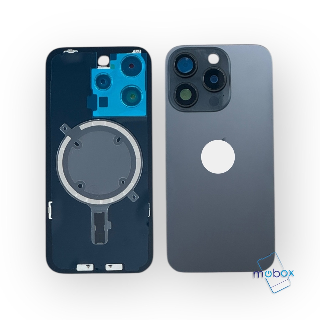 Заден капак за iPhone 15 Pro / Оборудван/ с метална част, с магнити, със стъкло камера/Black Titanium/Черен