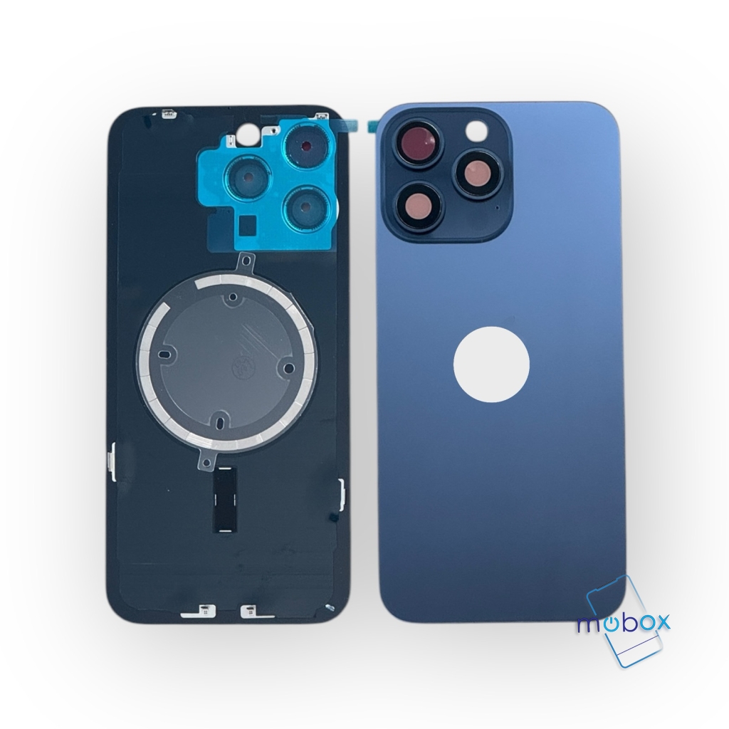 Заден капак за iPhone 15 Pro Max / Оборудван/ с метална част, с магнити, със стъкло камера/Blue Titanium/ Син