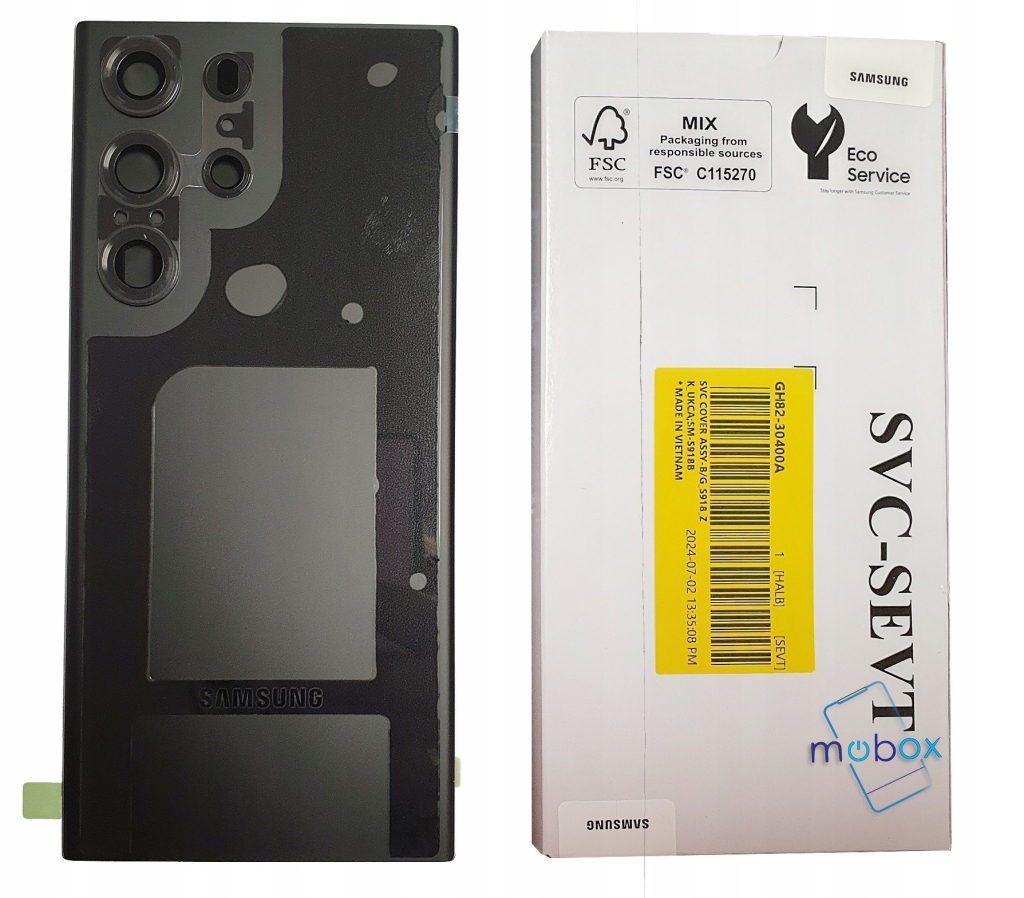 Оригинален заден капак за Samsung Galaxy S23 Ultra 5G /SM-S918B /GH82-30400A/ със стъкло камера/ Задно стъкло/  Phantom Black/ Черен/