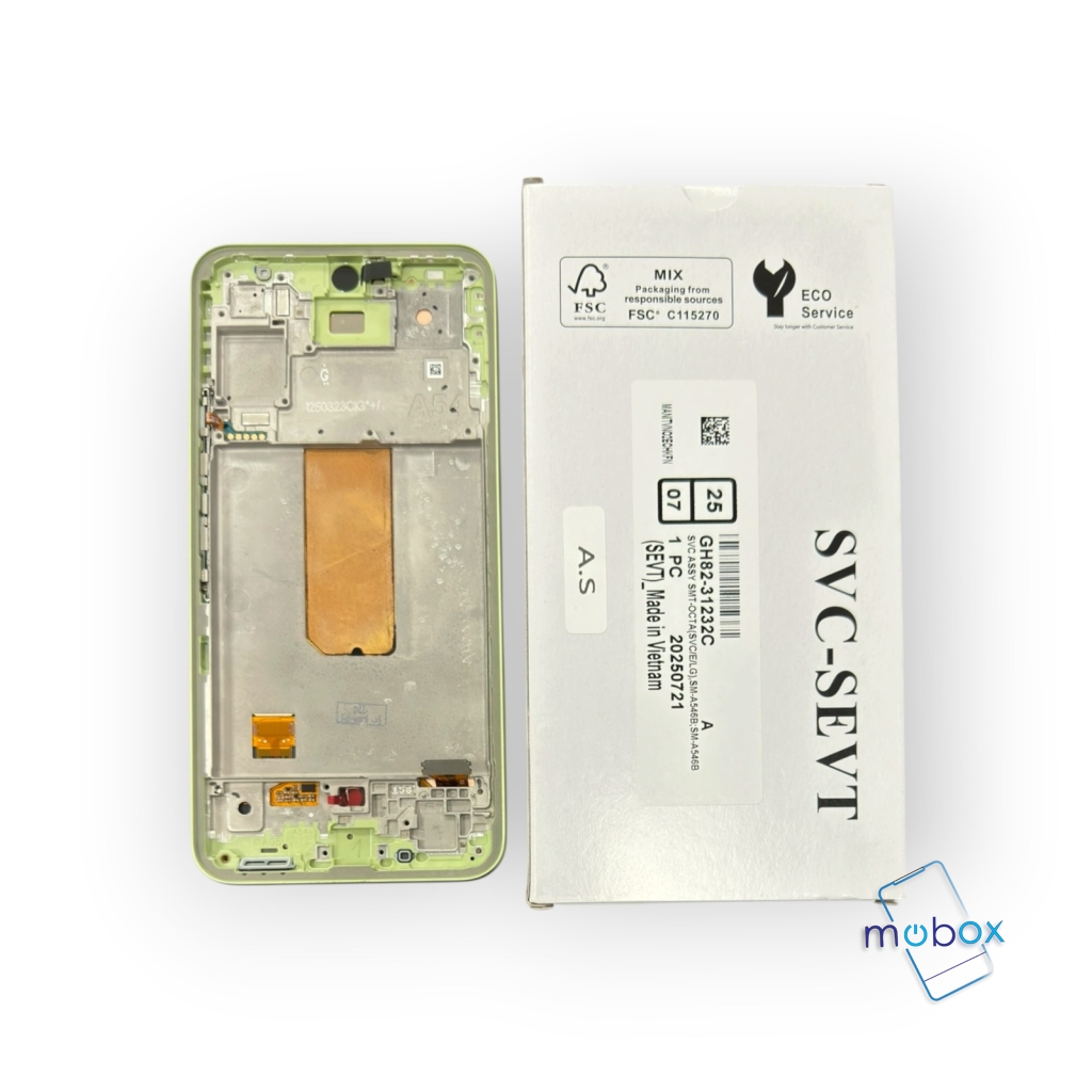 Оригинален дисплей с рамка за Samsung Galaxy A54 5G / SM-A546B /Service Pack/ Full Original/LCD+Тъч скрийн/GH82-31232C/ LIME / LIGHT GREEN